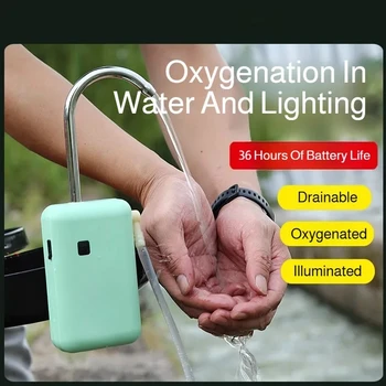 Ossigenatore intelligente per la pesca, pompa di ossigeno con luce e ricaricabile tramite USB, portatile