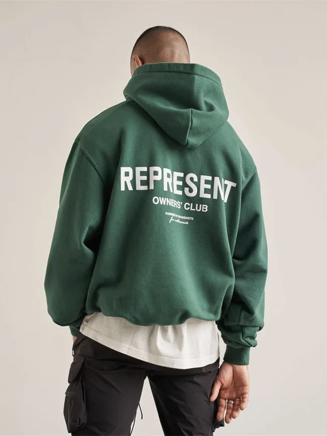 

Retro Zippered Hooded Printed Men's Sportswear, High Street American Sportswear, Men's Clothing, 2023