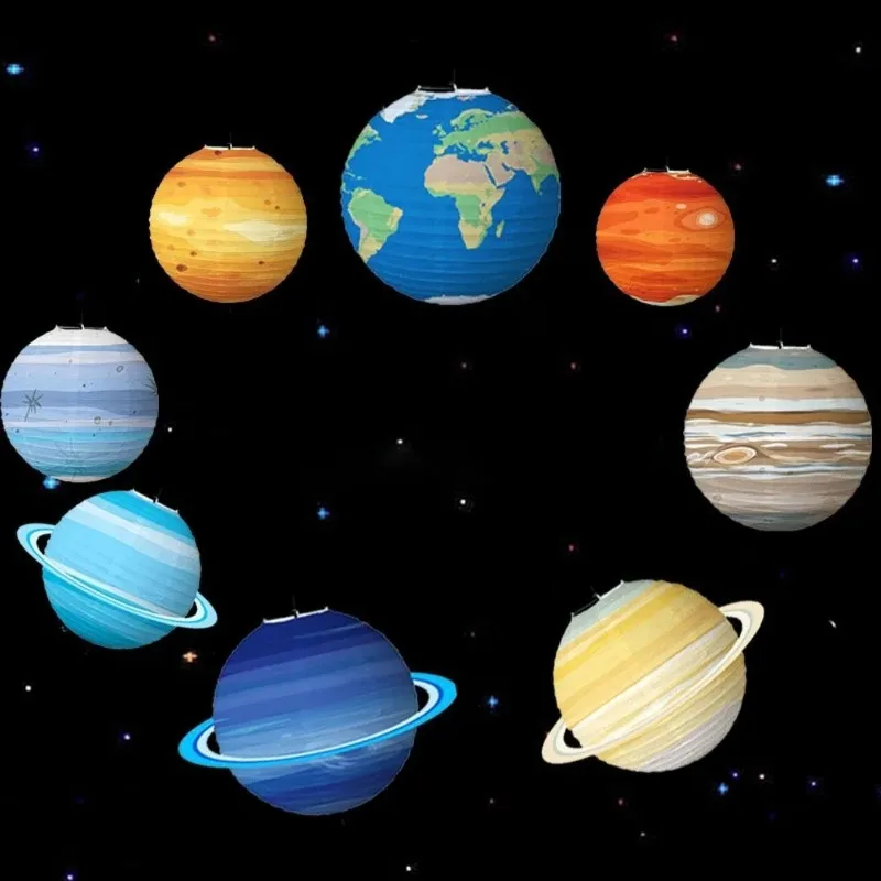 Eight Planets Foldable Starry Paper Lanterns Outer Space Planet Theme Happy Birthday Party Decor Kids Planet Paper Lanterns paper lantern