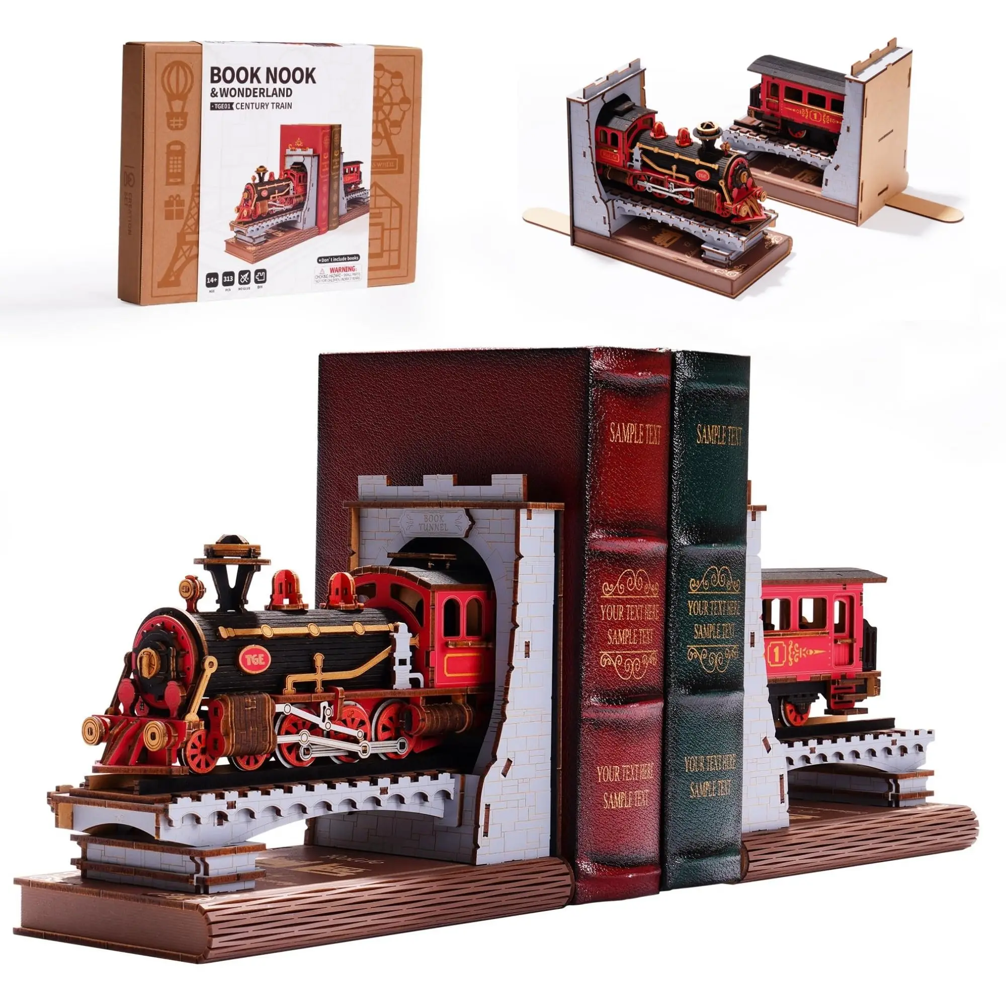 Robotime Rolife Century Train DIY Book Nook Bookshelf Home Decoration Perfect Gifts Choice for Family Pre-colored Toys TGE01