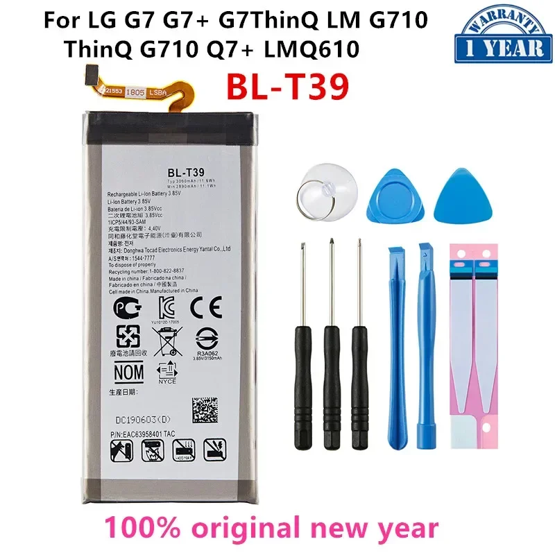 

Original BL-T39 3000mAh Battery For LG G7 G7+ G7ThinQ LM G710 ThinQ G710 Q7+ LMQ610 BL T39 Mobile phone Batteries+Tools