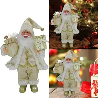 Christmas Sitting Standing Santa Claus Figurines Doll Cute 12inch Xmas Tree Party Ornament Table Office Fireplace Home Decor 6