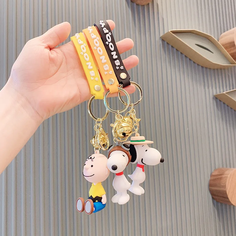 Snoopys Charlie Keychain Doll Kawai Anime Puppy Key Pendant Trinket Bag Walley Keychain Kids Girl Anti-Lost Ring Decoration Gift