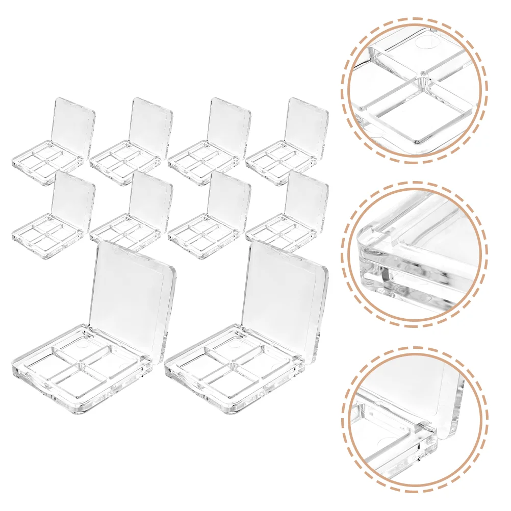 

10pcs Eye Shadow Box 4-grid Sub-packing Box Clear Eyeshadow Storage Trays