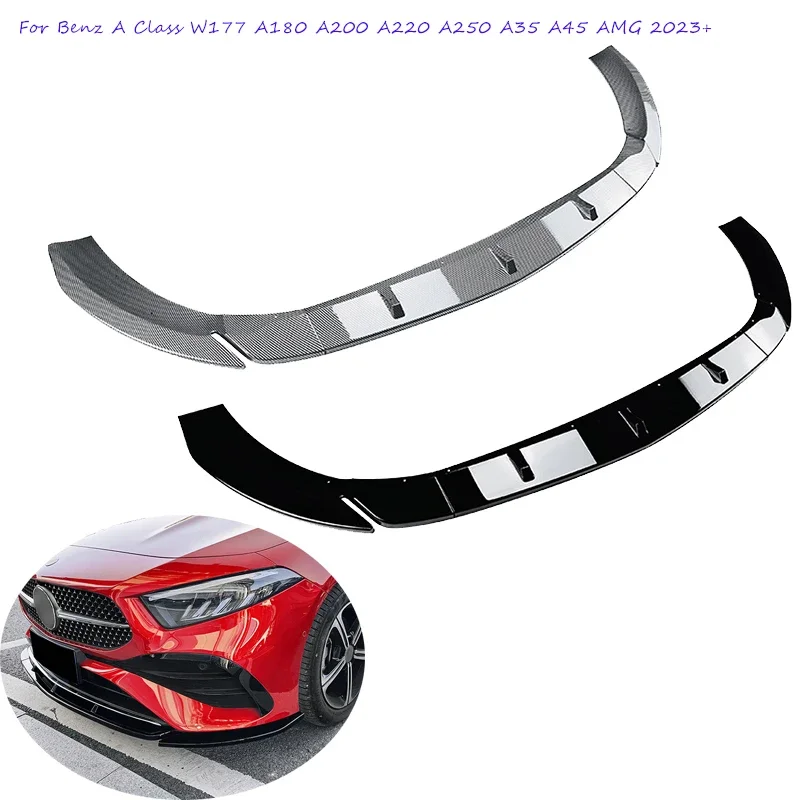 

For Benz A Class W177 A180 A200 A220 A250 A35 A45 AMG 2023+ Car Front Bumper Lip Side Splitter Diffuser Lip Kit Spoiler Cover