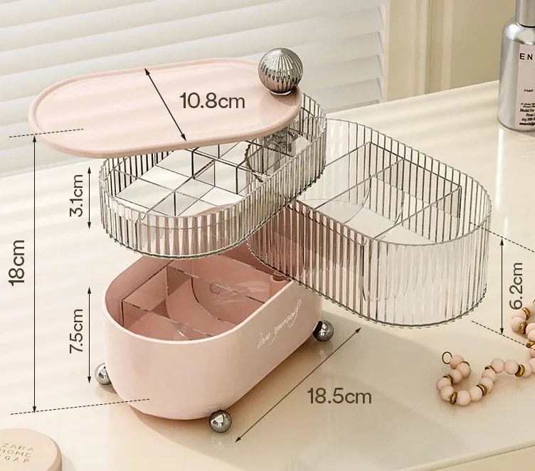 Light Luxury Lipstick Jewelry Dressing Table Storage Rack Jewelry Rotary Table Storage Box Dust Proof Multi Layer Transparent 5