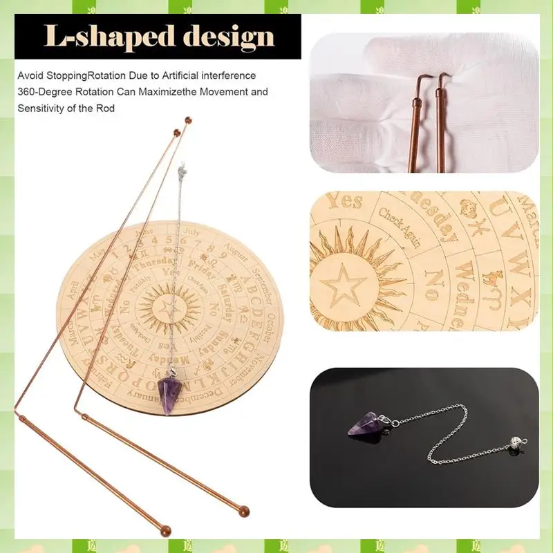 Copper Dowsing Rods Spiritual And Divining Pendulum Board Mat Kit For Ghost Hunting,Divining Water,Energy Healing,Copper Do