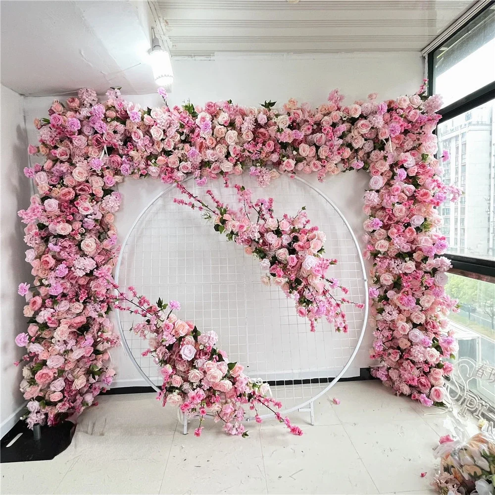 

Artificial Flower Wall Wedding Decor Pink Blush Mix color Roll Flower Wall For Wedding Decoration