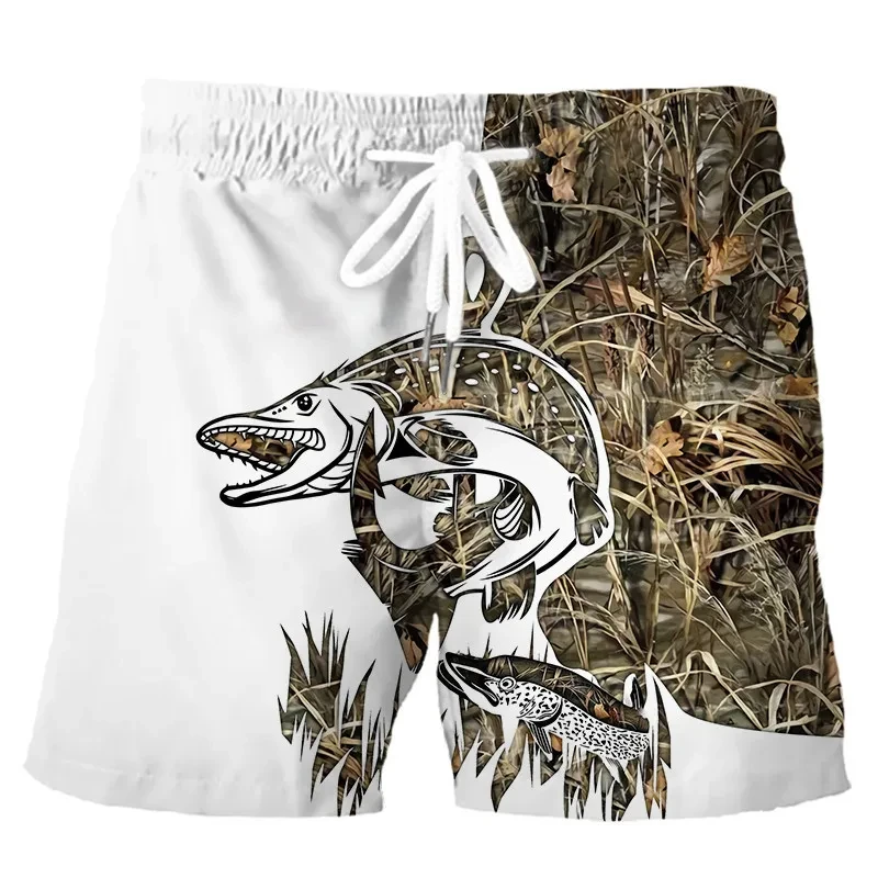 Hawaii Fishing Men'S Shorts Summer 3D Fish Print Beach Casual Shorts Men'S Clothing Street Elastic Drawstring Shorts Ventilate
