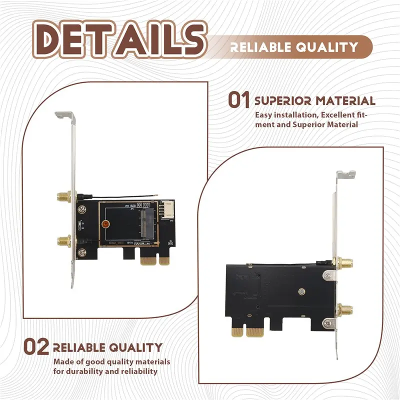 NGFF M.2 To PCIE Network Card Adapter Card PCIE Adapter Card Supports NGFF M.2 Wireless Network Card - 3