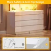 8 Drawer Dresser w LED,White Dresser, 8 Chest of Drawers w Deep Drawers Glass Top High Gloss Surface,Storage Organizer Cabinet 5