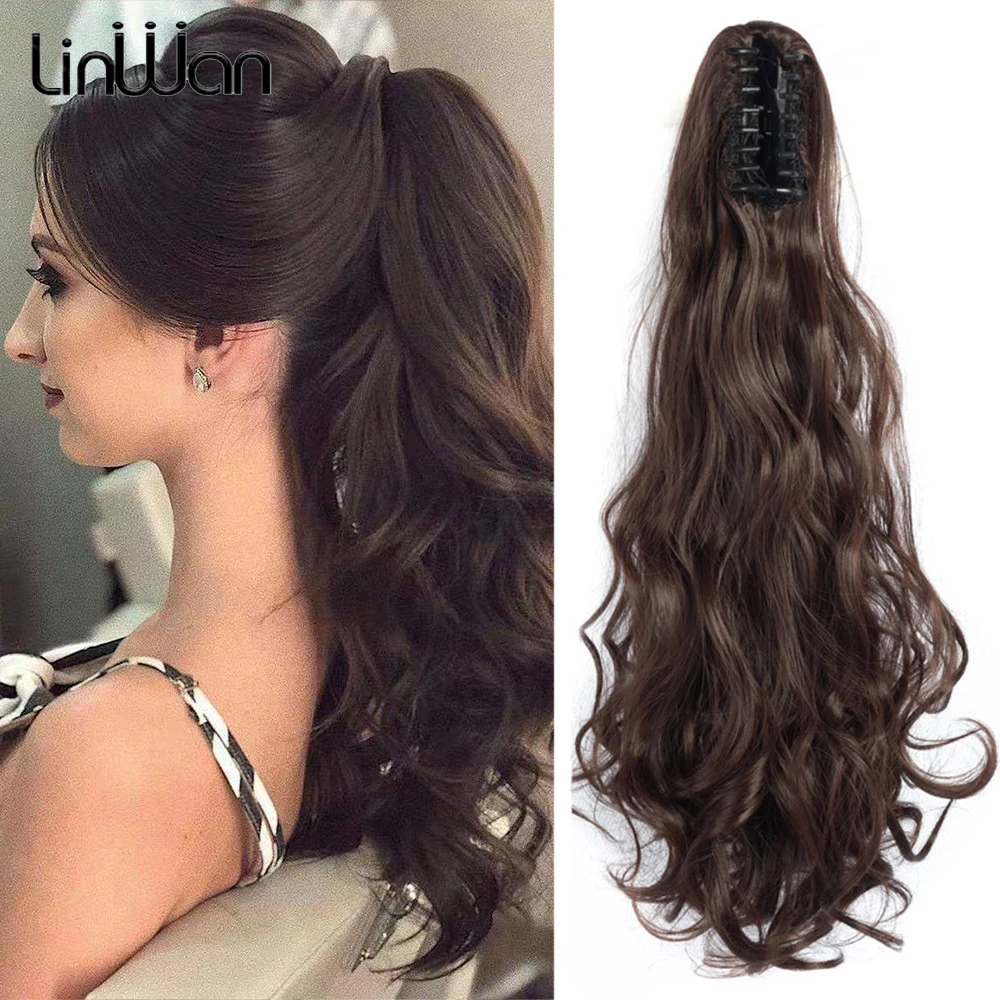 

Синтетическое длинное наращивание волос для конского хвоста, 24 дюйма, волнистые накладные волосы с зажимом для конского хвоста для женщин, накладные волосы для конского хвоста