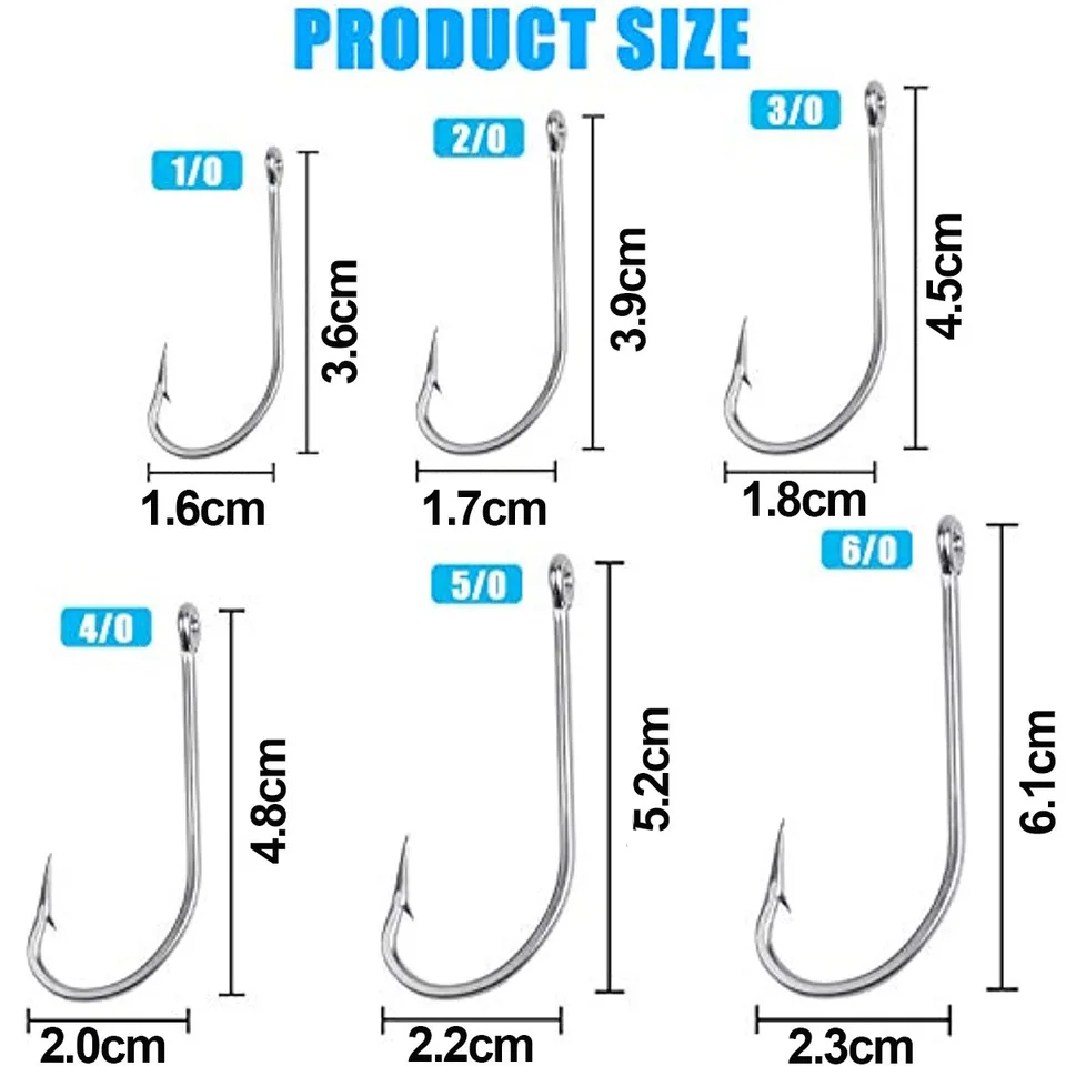 Saltwater Fishing Hooks Kit – 110pcs O’Shaughnessy Forged J Hooks – Stainless Steel Long Shank Hooks For Trolling, Jigging, Freshwater & Saltwater - View #5