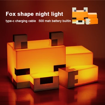 MC Game Cute Fox Night Light Soft Orange Glow Officially Licensed Decor And Desk Lamp For Gaming Room Or Kids And Tween Bedroom 1