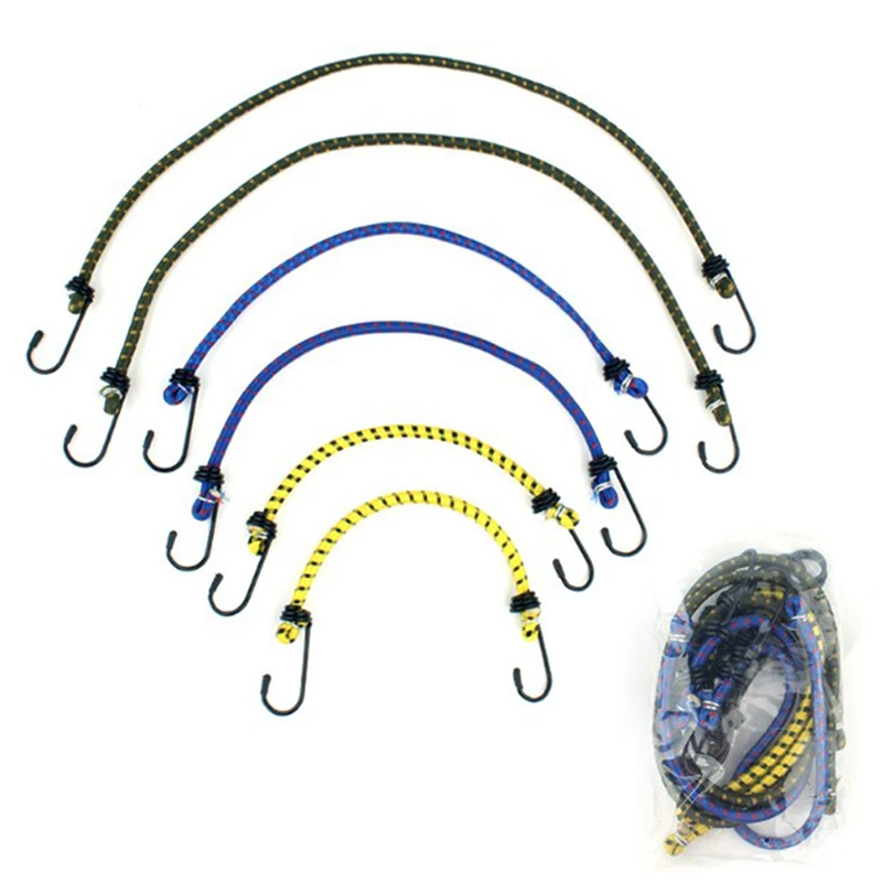 Luggage strap elastic ropes elastic straps 6pcs Elastic bungee cord set Luggage straps Rope hooks Stretch tie Outdoors 30cm/40cm/60cm