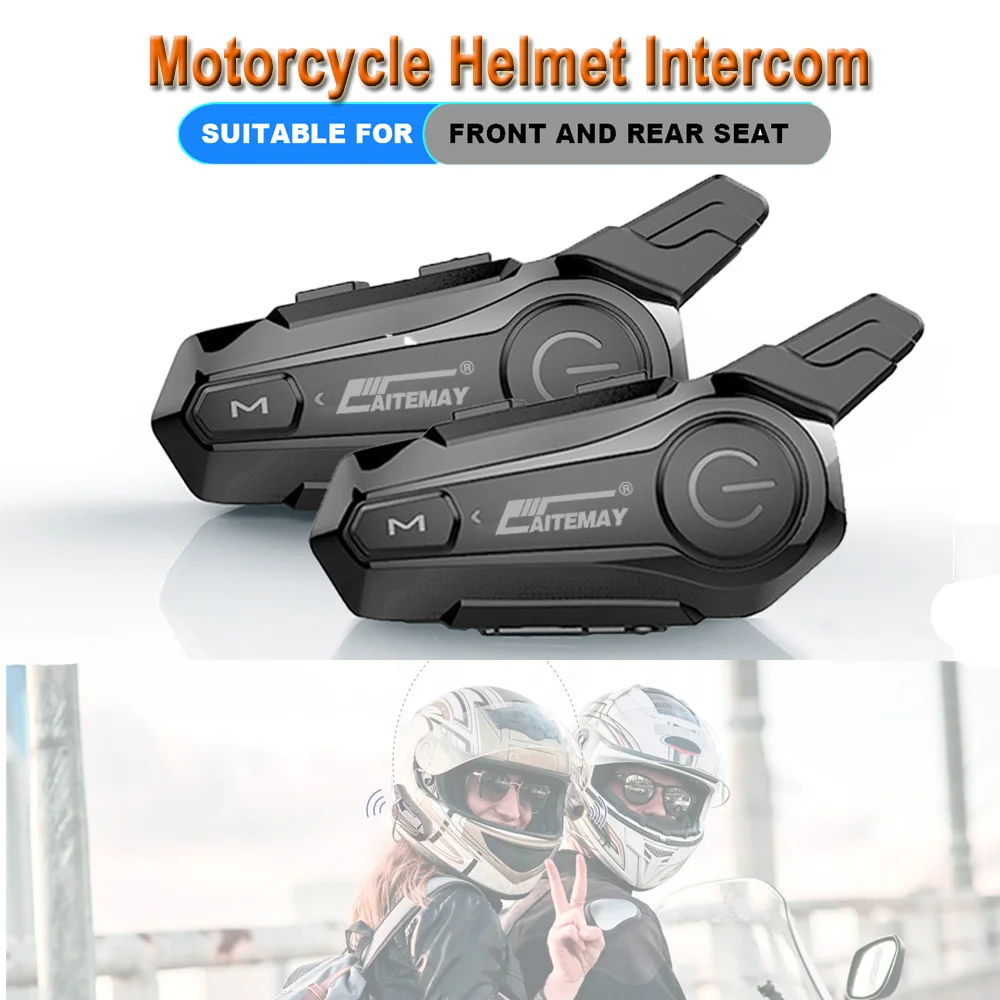 

For 2 Rider Helmet Intercom Motorcycle Bluetooth-compatible Headset Intercomunicador Moto Interphone Headset Wireless MP3 Player