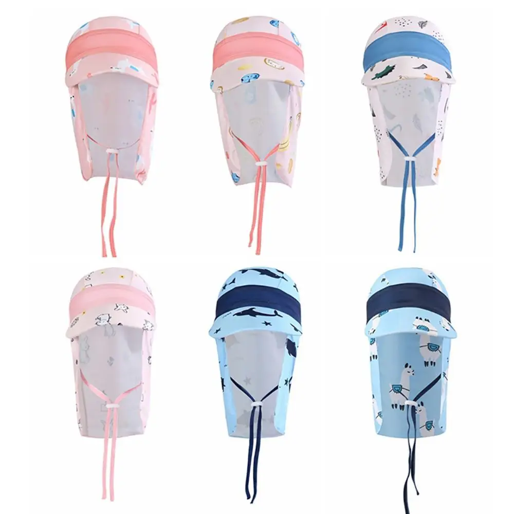 Windproof Children's Swimming Cap Anti UV Breathable UV Protection Hat Adjustable Neck Protection Kids Bucket Hats Outdoor