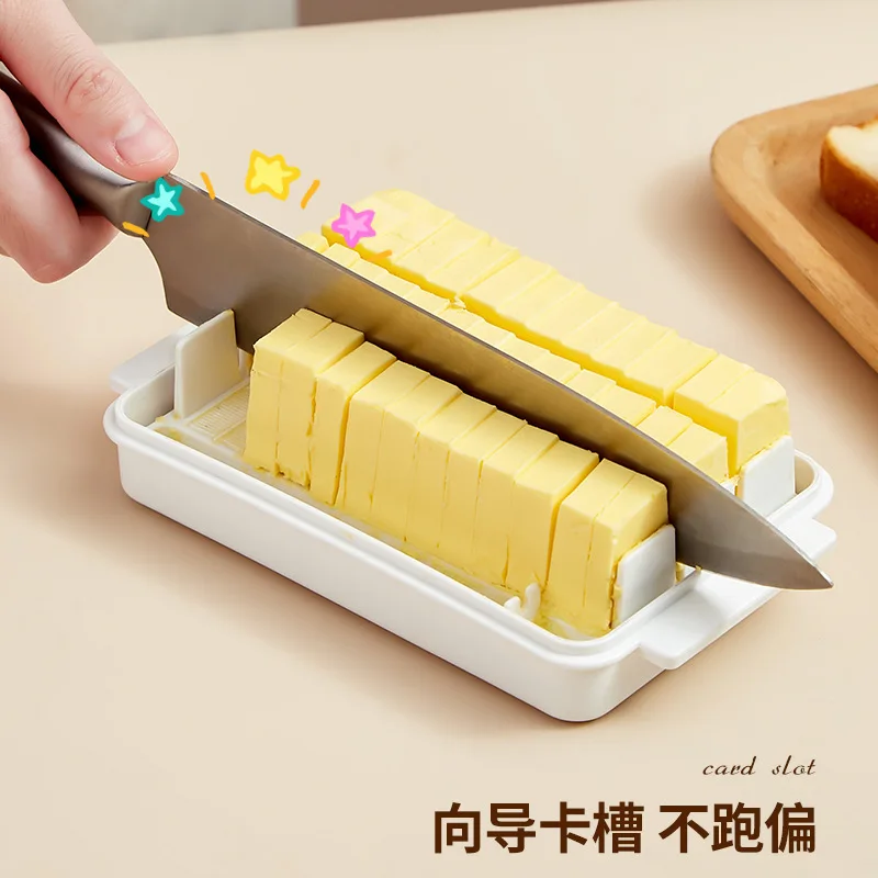 Rectangular cheese slice storage box with lid butter box cheese cutting fresh-keeping box refrigerated storage butter box