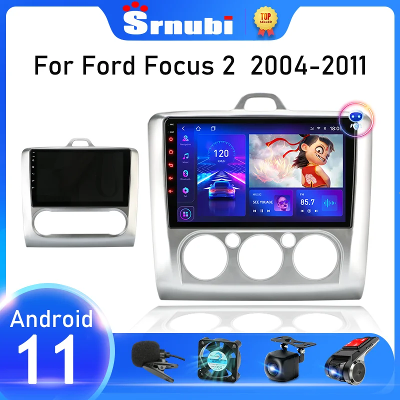Автомобильный радиоприемник Srnubi Android 11 для Ford Focus 2 3 Mk2 Mk3 2004 2005 - 2011 мультимедийный