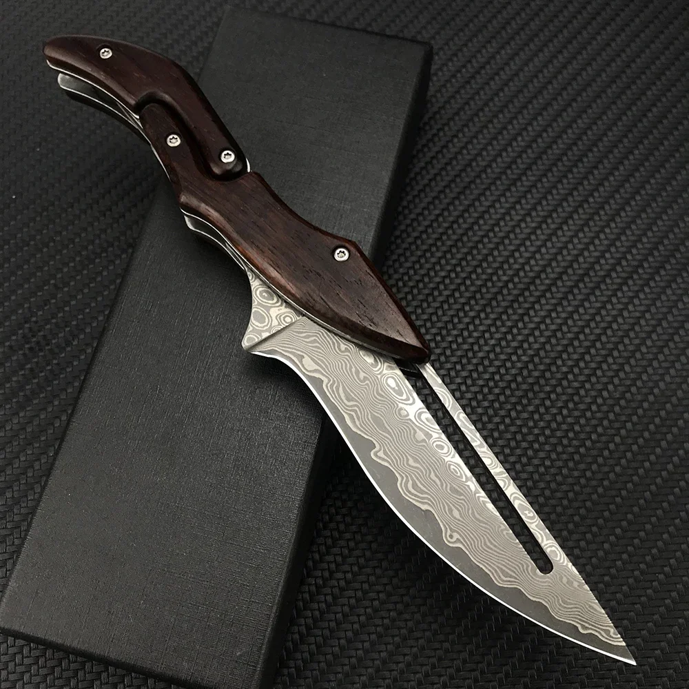 

60HRC VG10 Damascus Steel Knives Tactical Hunting Folding Knife Faca Outdoor Camping Defense Tools Survival Hunting Pocket Knife