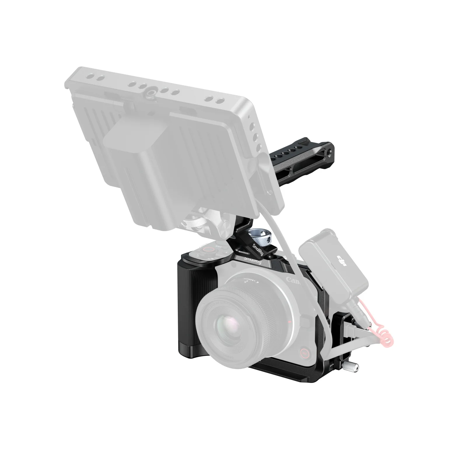 R50 V Cage Kit for Canon EOS R50 V Black with Silicone Handle Cable Clamp Built-