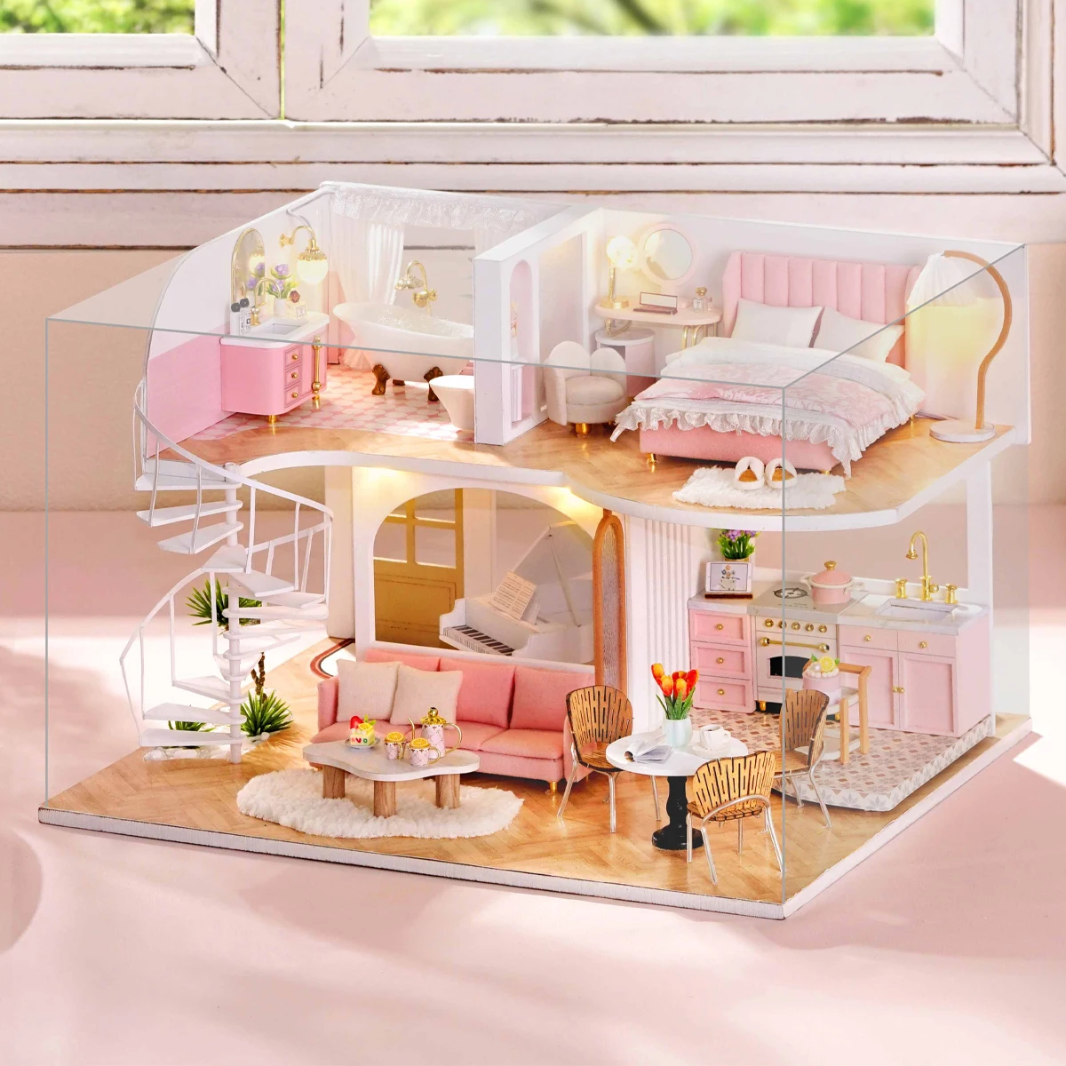  집 미니 미니 DIY 키트 생산 조립 모델 룸 공주 장난감, 가구 나무 공예품 홈 침실 장식
