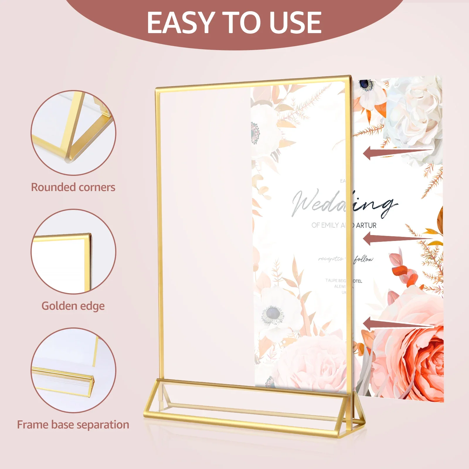 Acrylic Sign Holders Wedding Table Number Stand Menu Recipe Cards Picture Frames Photo Display Stand