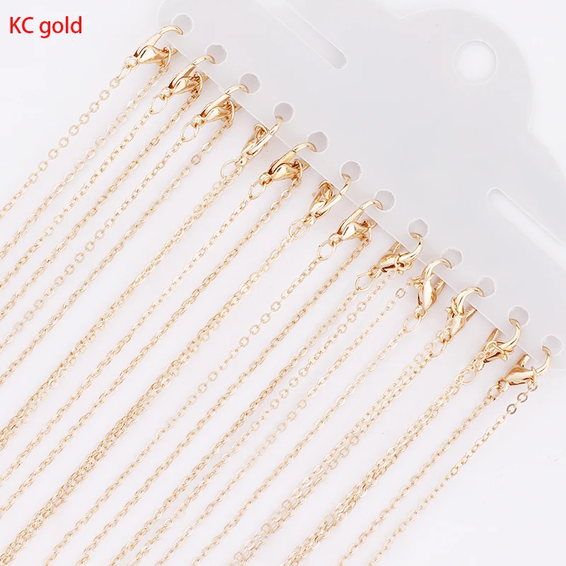 12Pcs 40cm Gold Plated White K Clasp O Shape Necklace Charm Chains for DIY Jewelry Finding Making Material Accessories Wholesale