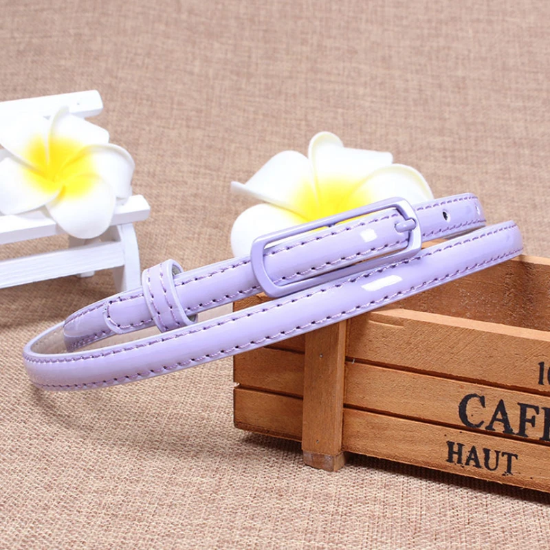 Fashion Women'S Candy Color Narrow Thin Belt Ladies Elegant Pu Leather Waist Belt All-Match Metal Pin Buckle Straps Waistband