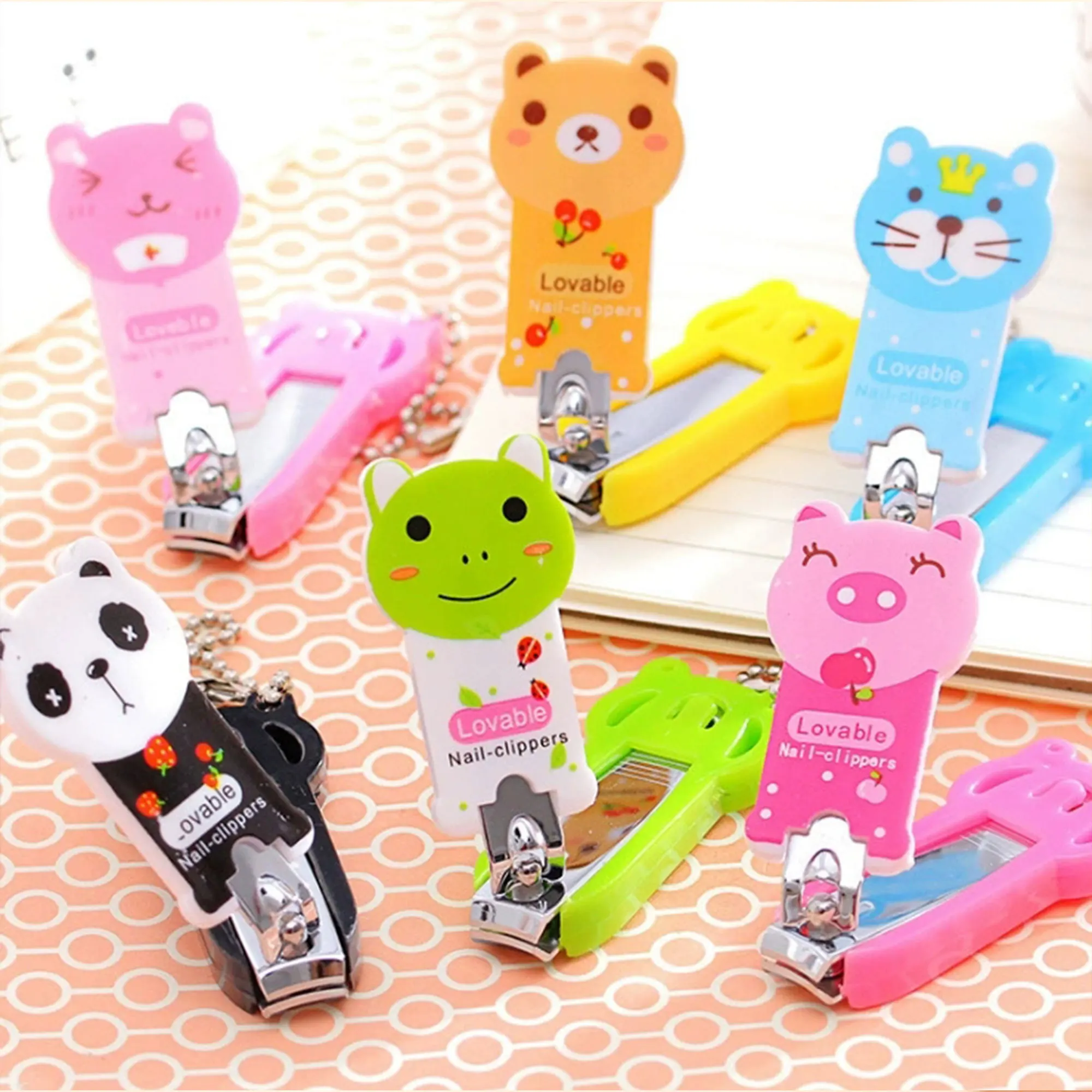 Cute nail clippers kids mini nail clippers cartoon animal characters trimmer child key chain nail clipper nail care kit nail trimmer