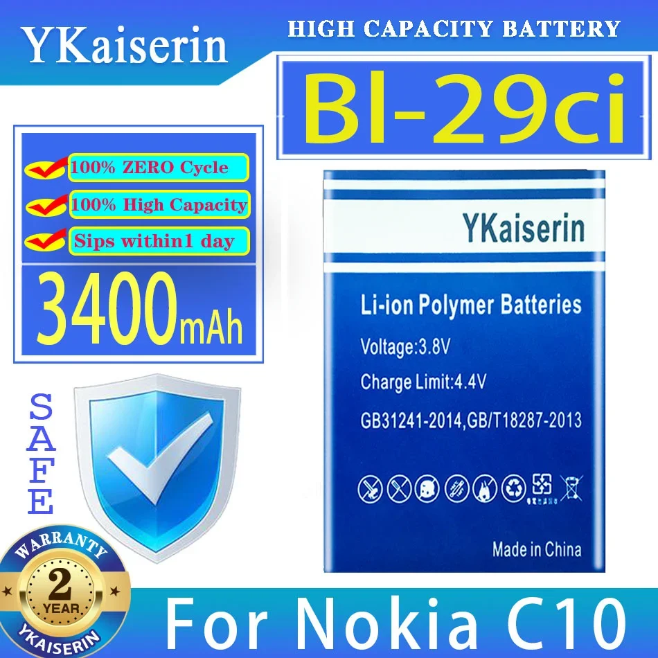 

Аккумуляторная батарея ykaisin Bl-29ci Bl29ci 3400 мАч для Nokia C10 Bateria