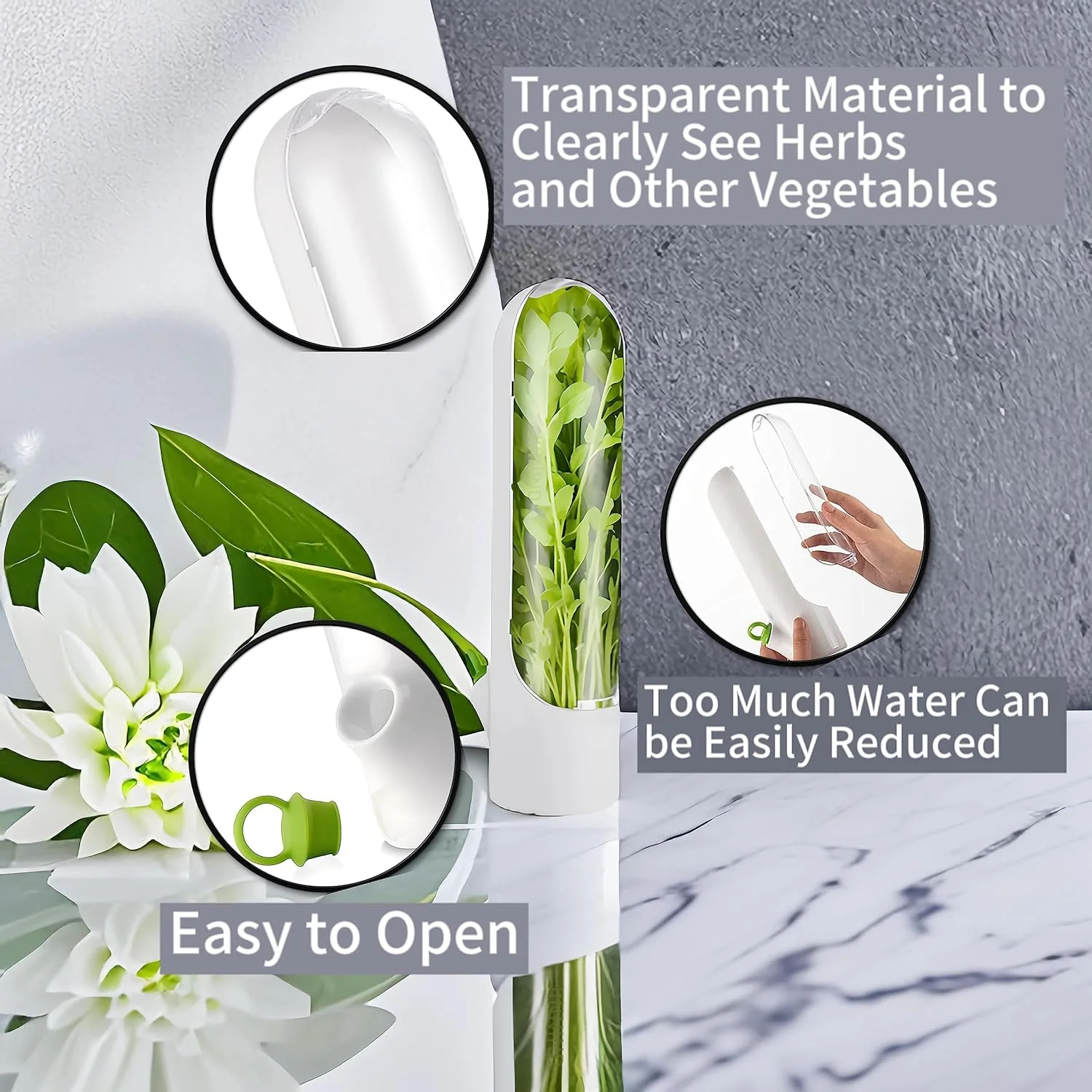 Herb Saver for Refrigerator Fresh Herb Keeper Pod Containers Cilantro Parsley Asparagus Keeps Vegetables Fresh for 2-3 Week food storage container food storage box storage box kitchen storage box food storage pots