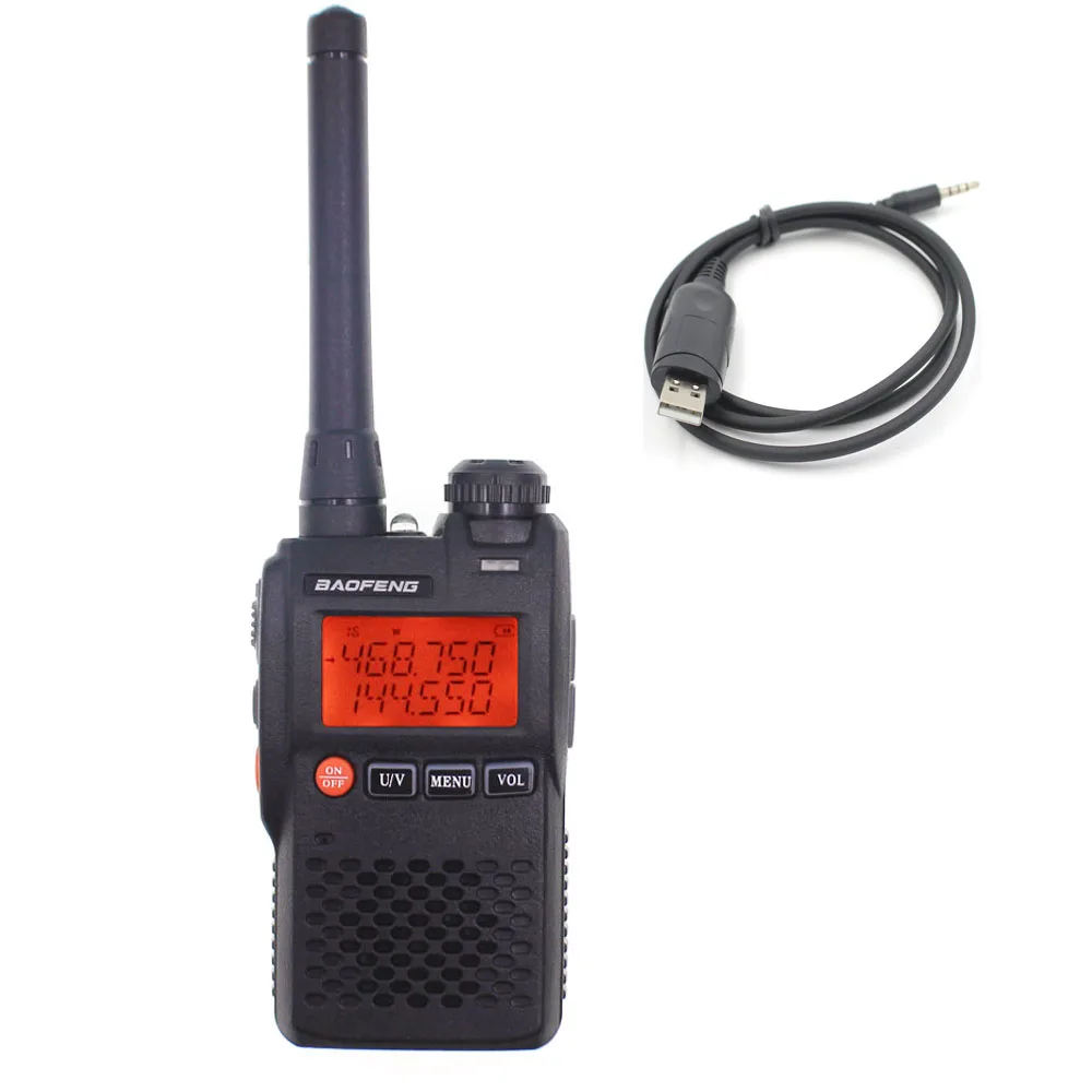 Портативная рация Baofeng UV-3R VHF UHF Двухдиапазонная 136-174 и 400-470 МГц с двойным дисплеем, 99 каналов, портативное мини FM-радио