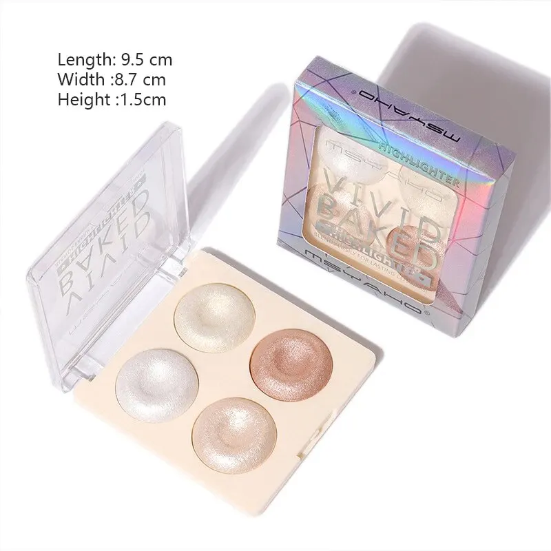 Four-Color Pearlescent Baked Powder High-Gloss Eye Shadow Contouring Blush Makeup Eye Shadow Palette