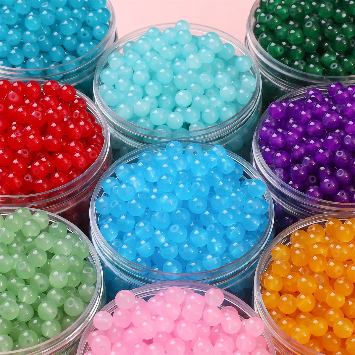 50pcs 6mm Solid Color Glass Beads for DIY Jewelry and Crafts