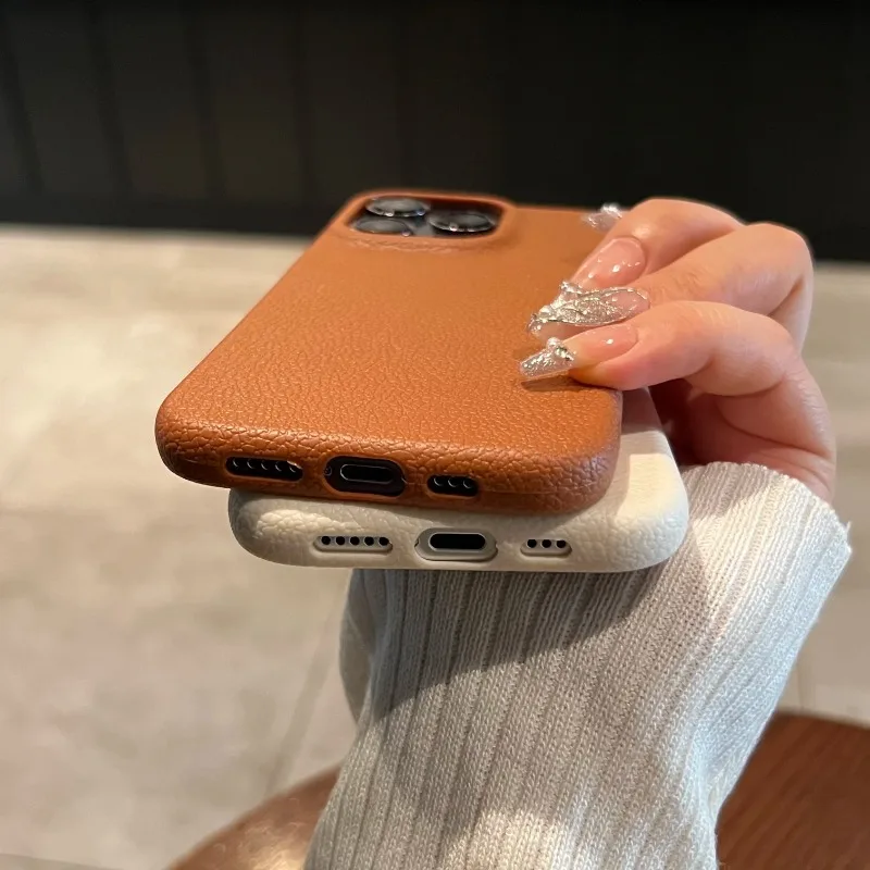 Elegant Leather Texture Shockproof Silicone Case with Lichee Pattern