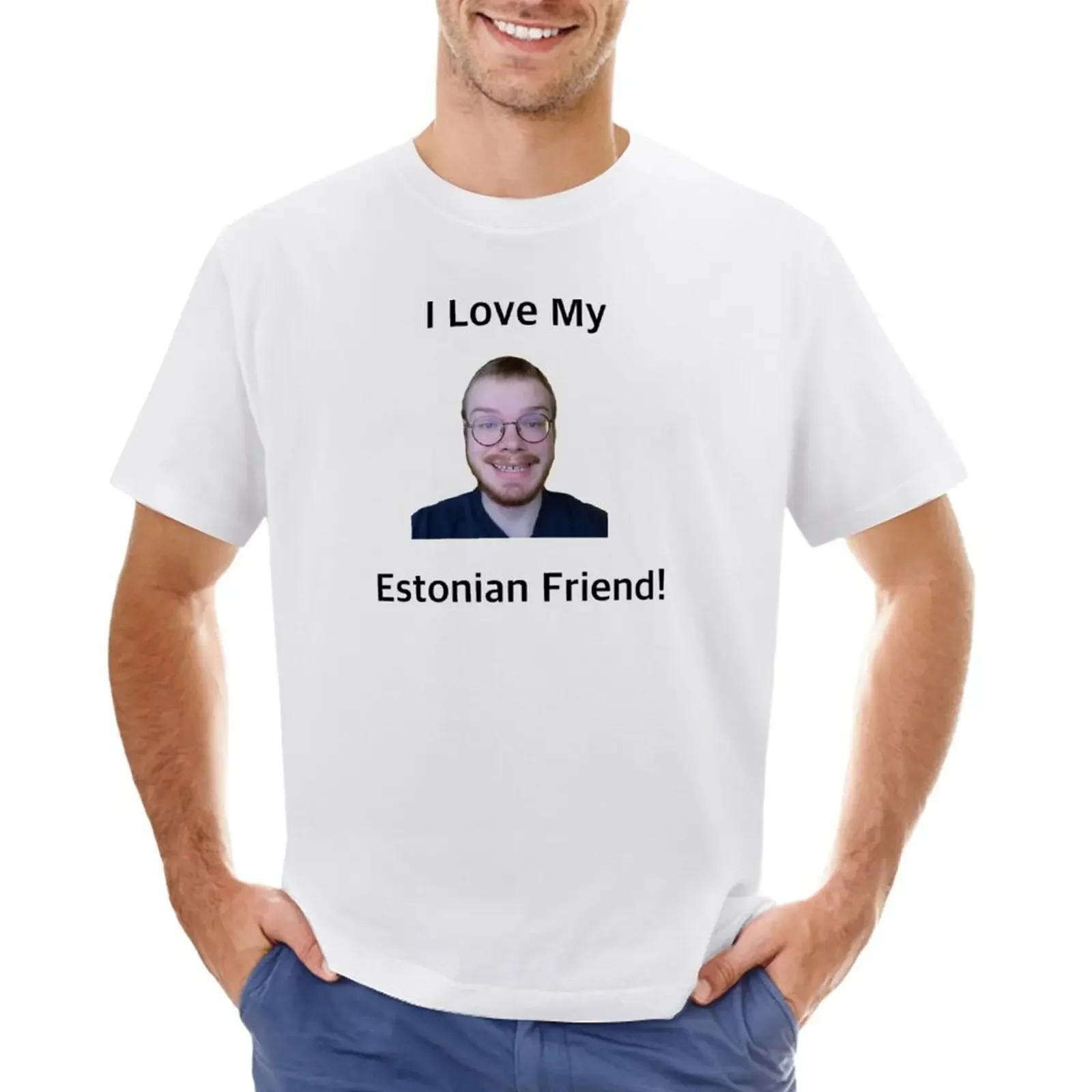 

Sinjin Drowning I Love My Estonian Friend! Aksel T-Shirt tops anime workout shirts for men