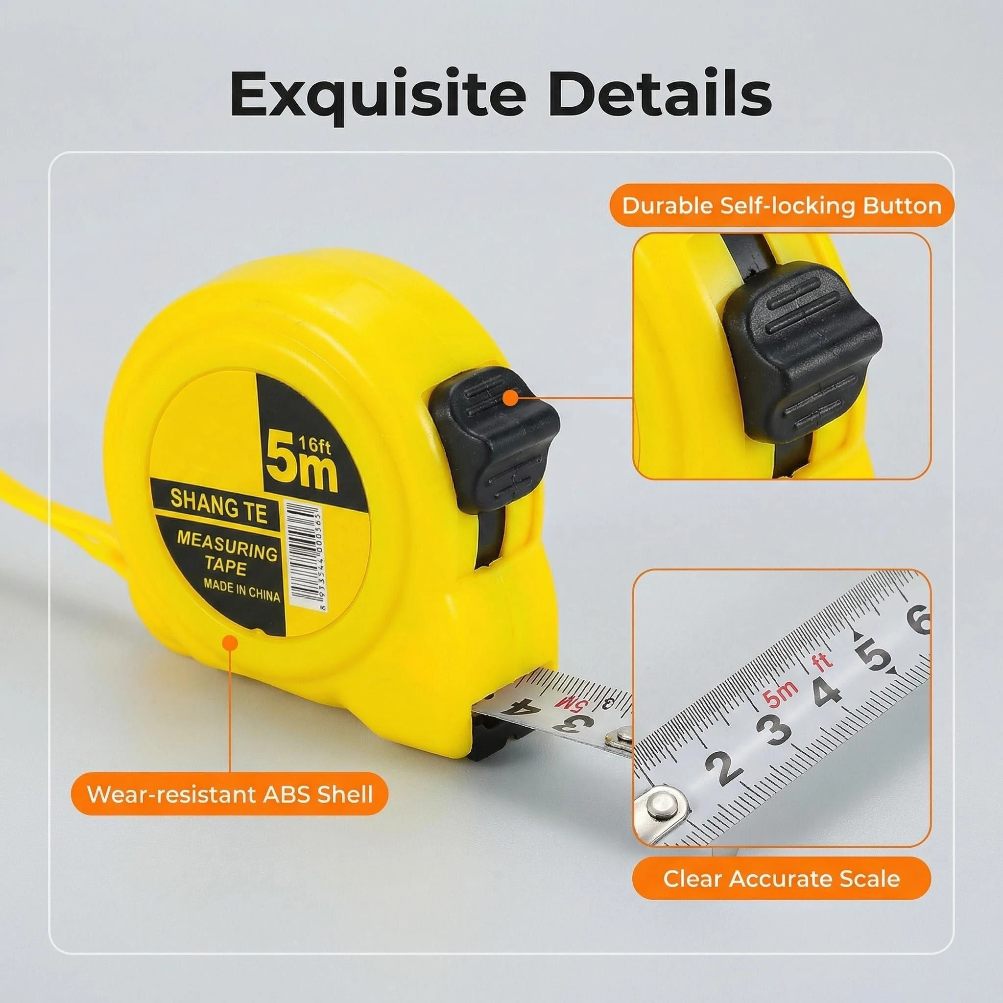 Metric Steel Tape Measure - Durable Metal Measuring Tool, 2m/3m/5m Lengths
