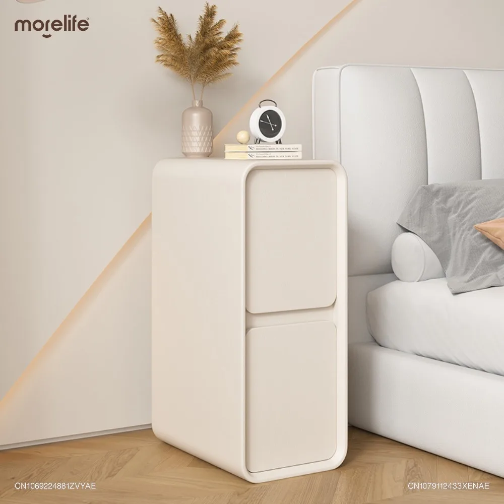 

Light Luxury French Cream Style Bedside Table Small Ultra Narrow Seam Solid Wood Mini Modern Minimalist Nightstands Furniture K1