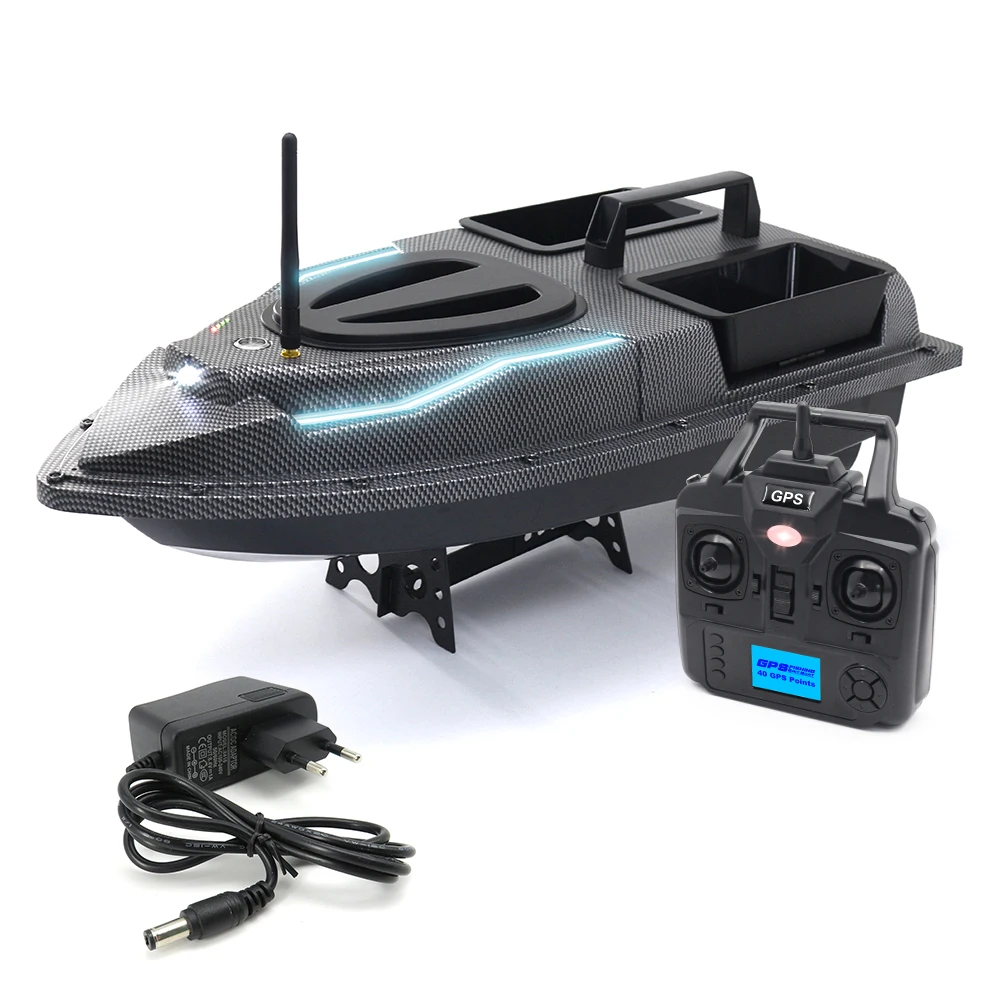 KFJZGZZ Barco Cebador Pesca con Control Remoto GPS, Barco de Cebo de Pesca  Inteligentes, Barco Cebador Carpfishing Impermeable con 2 Contenedores de