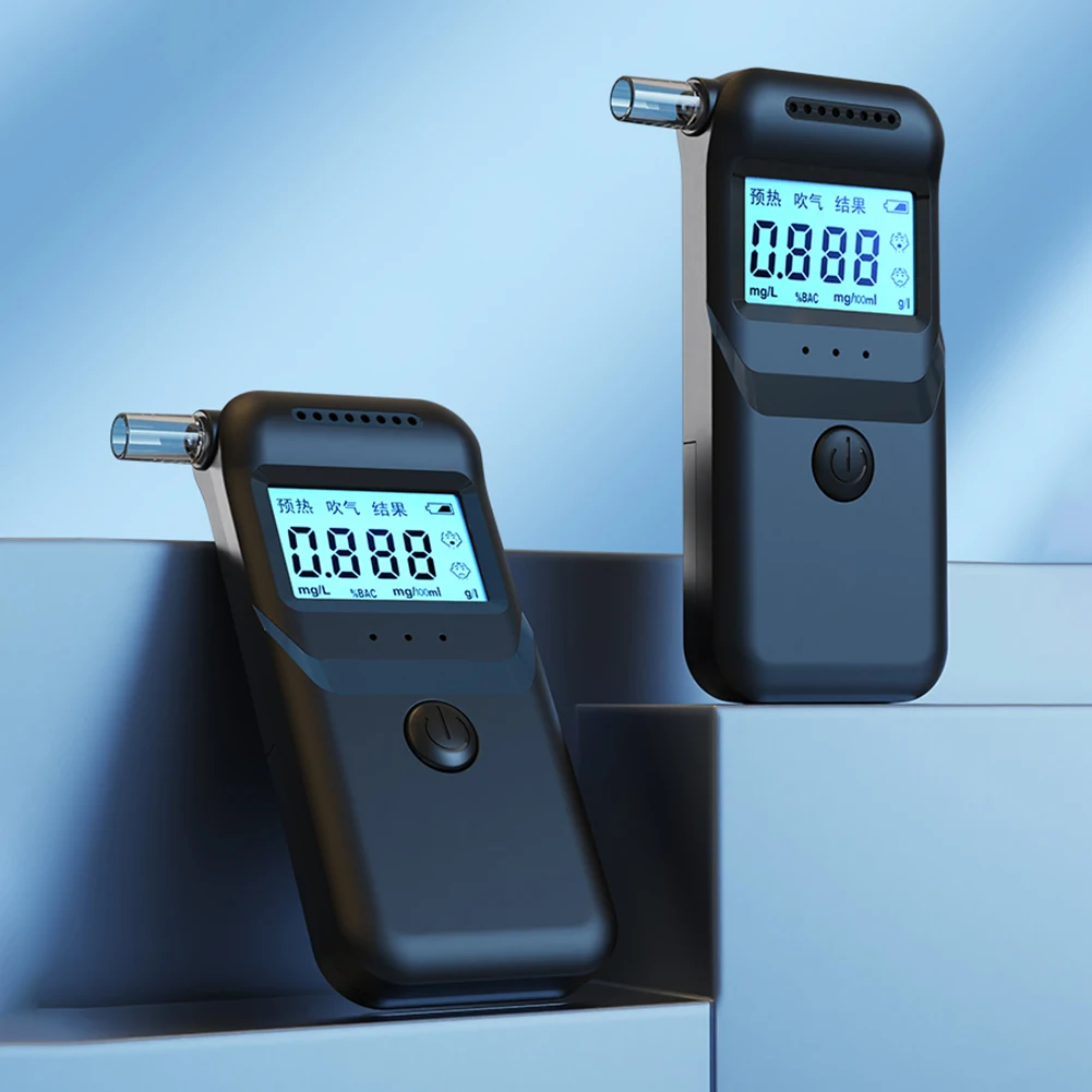 Digital Portable Breathalyzer Accurate LCD Display Alcohol Detector with 5 Mouthpieces Drunk Driving Analyzer for Home Party Use