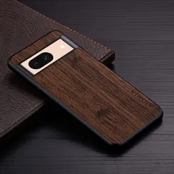 Luxury Bamboo Wood Pattern Leather Phone Cover - Elegant Case with Premium Design - Google Pixel 8 Pro (Coffee)
