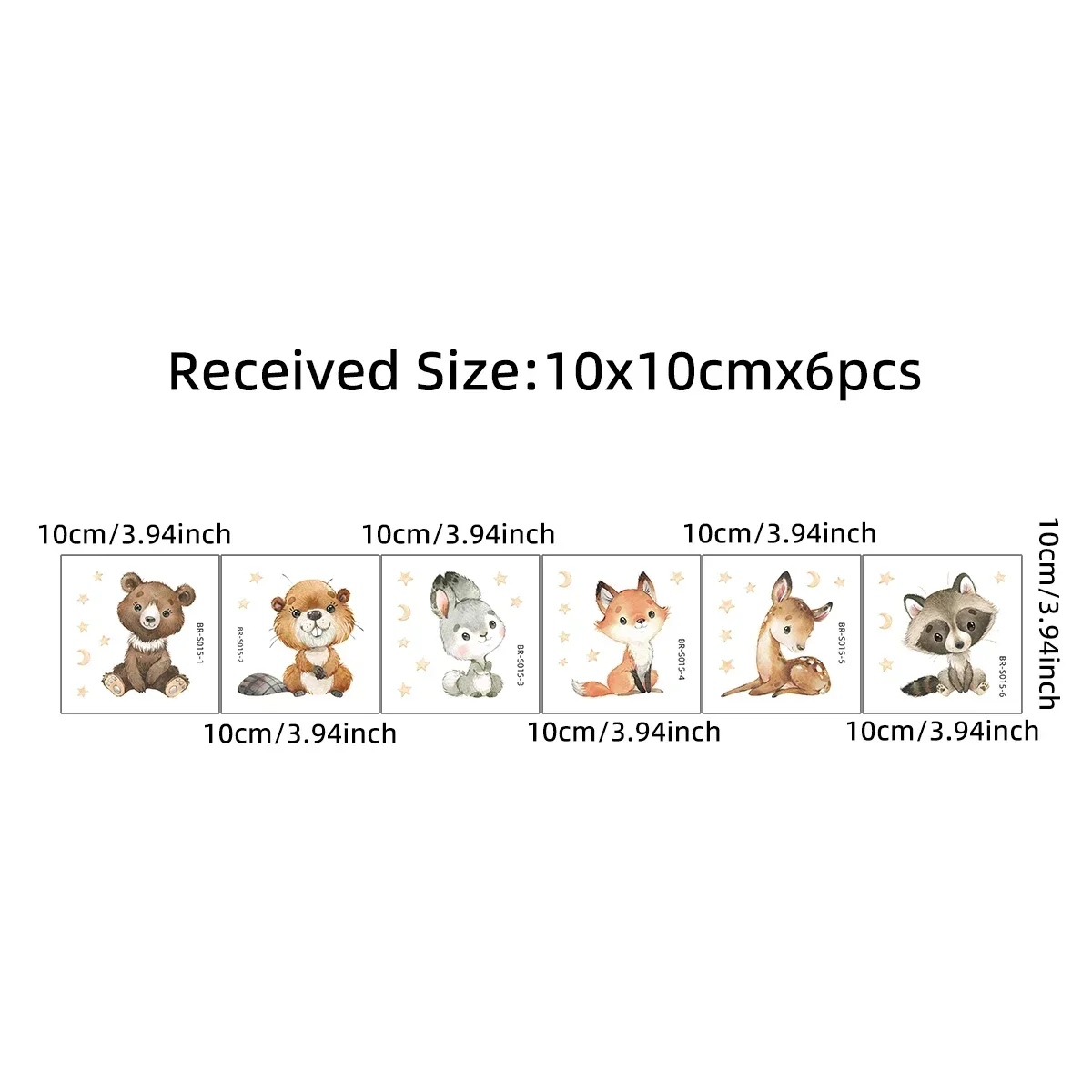 Cartoon Fox Squirrel Rabbit Animal Switch Wall Stickers 6pcs for Kids Room Bedroom Nursery Home Decoartion Wall Decals