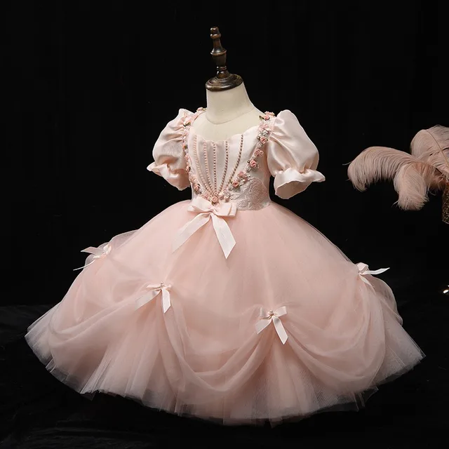 Abito Da Principessa Per Ragazza Di Fiori In Pizzo, Spettacolo Di - Foto 7