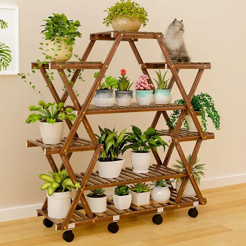 Nordic Indoor Plant Stand High Quality Balcony Tiered Wood Flower Shelf Living Room Luxry Estantes Para Plantas Furniture