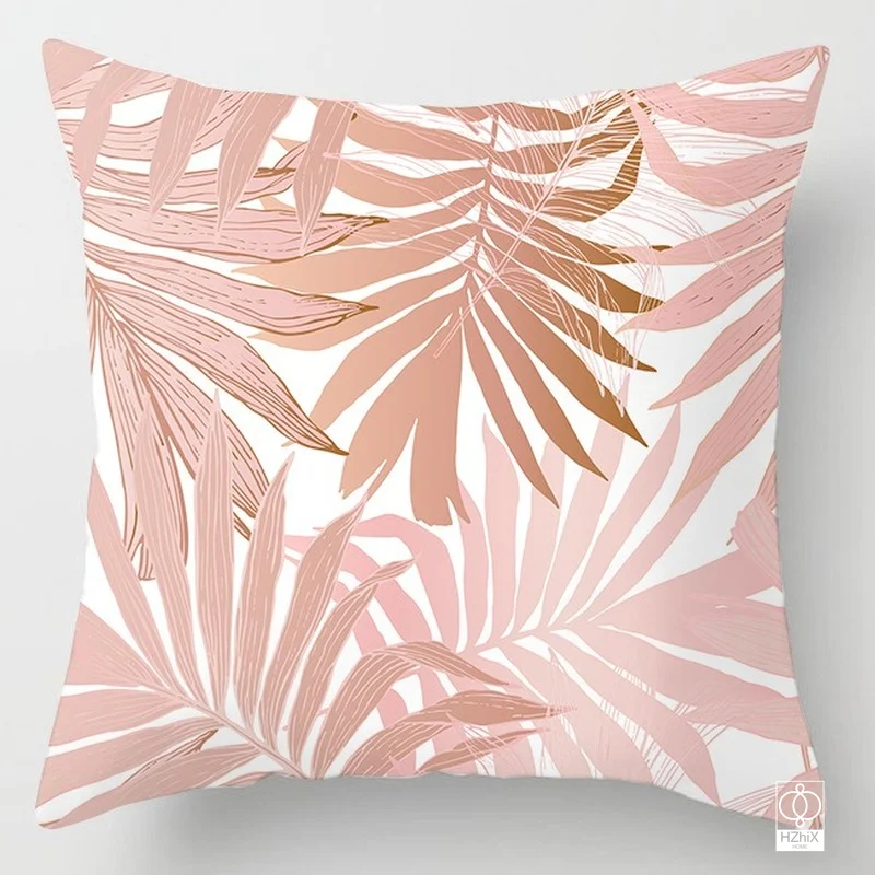 45x45 Pink Palm Leaves Pillowcase Decor Decorative Pillow Cover Lvingroom  Sofa Cushion Cover Cushionhome Innovative Accessories