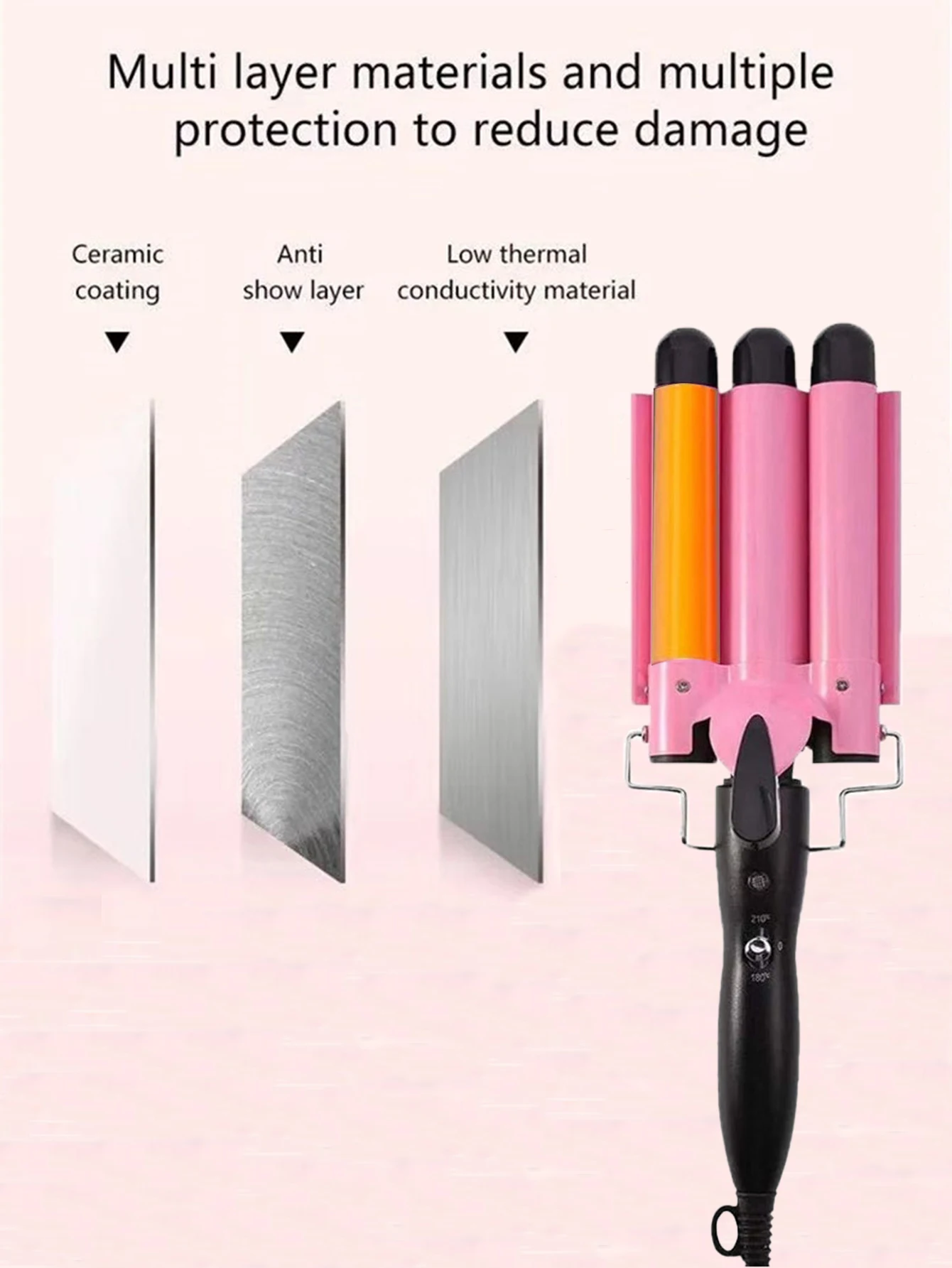 Hair Curling Iron 3 Barrels 22mm Temperature Adjustable For Egg Rolls Straightening hair straightener,hair curler,hair iron