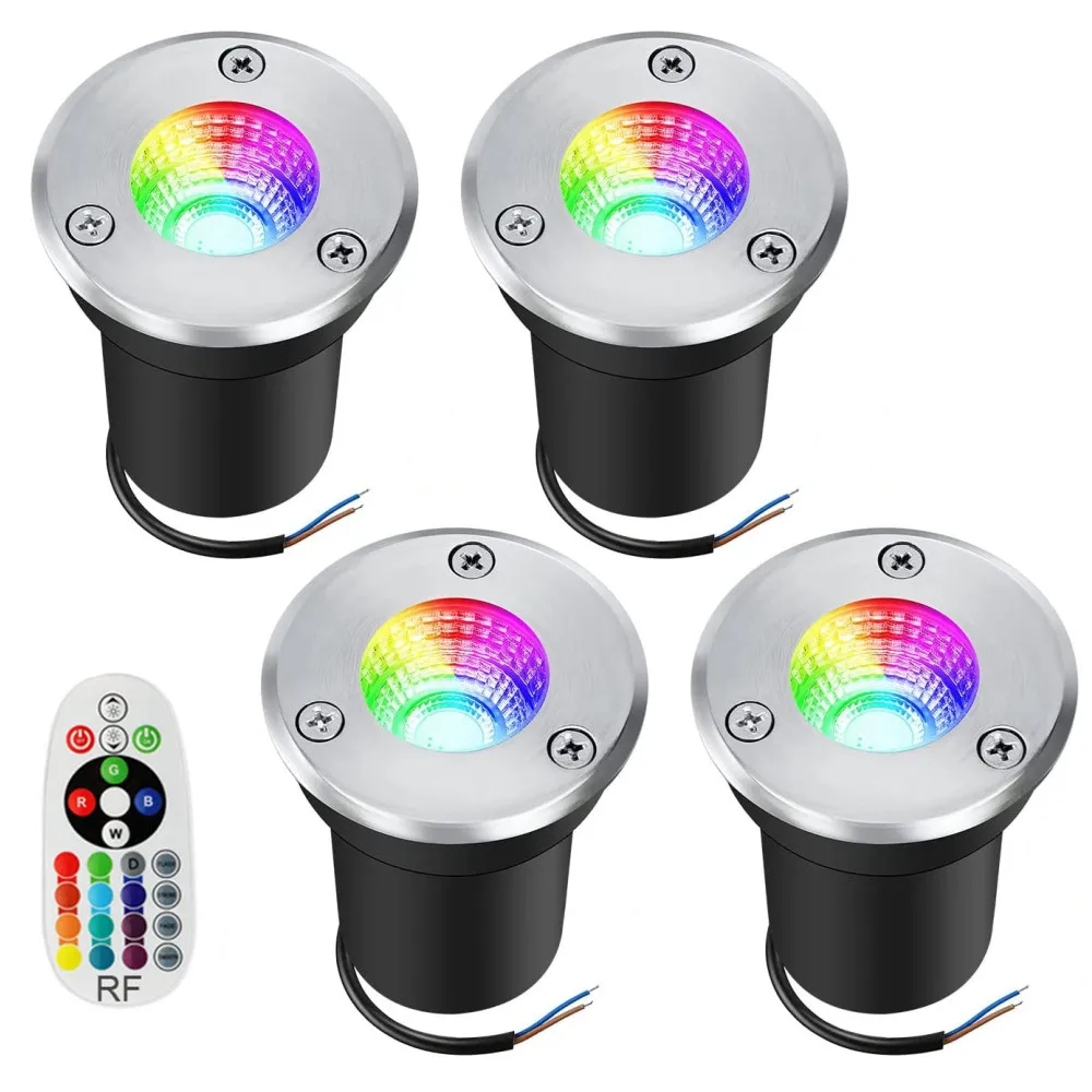 

LED In-Ground Light RGB Warm White Outdoor Spotlight 6W Waterproof Underground Lamp Landscape Lighting for Deck Tree Step Stair