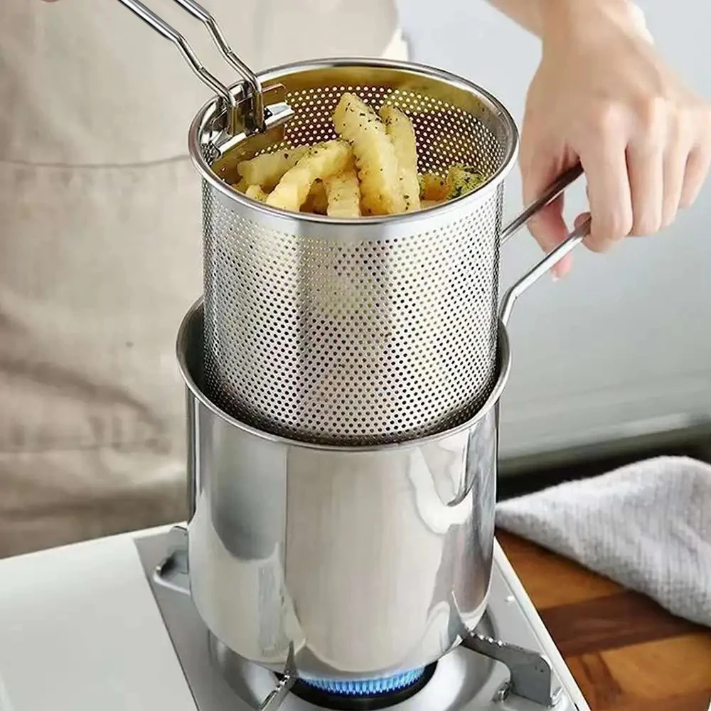 Description Picture 4 of itemStainless Steel Deep Fryer With Frying Basket Multifunctional Small Pot Kitchen Specific Frying Chicken And Other Cooking Tools