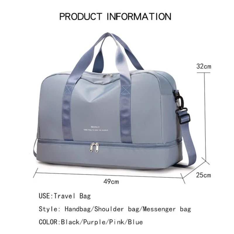 Gym Bag Women Fitness Handbag Large Sports Wet and Dry Separation Swimming Yoga Shoulder Bags Traveling Bag with Shoes Warehouse 5